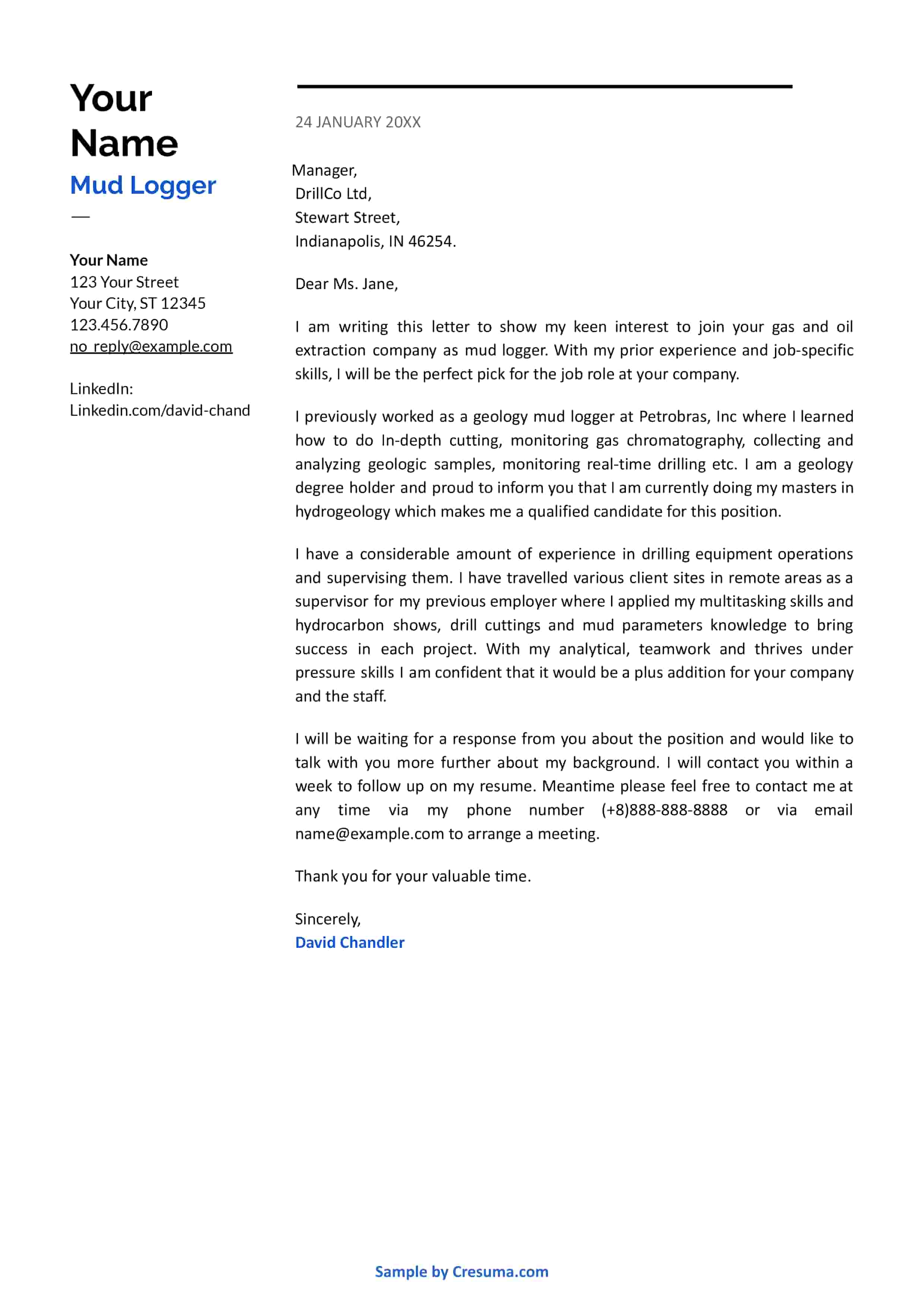 mud logger cover letter sample template 5