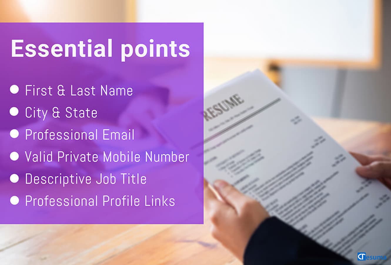  The most essential points for a Call Center Representative  resume header