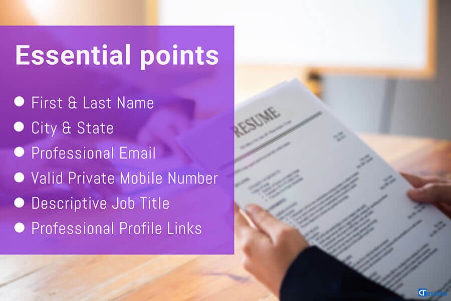 CNA resume header essential points - cresuma