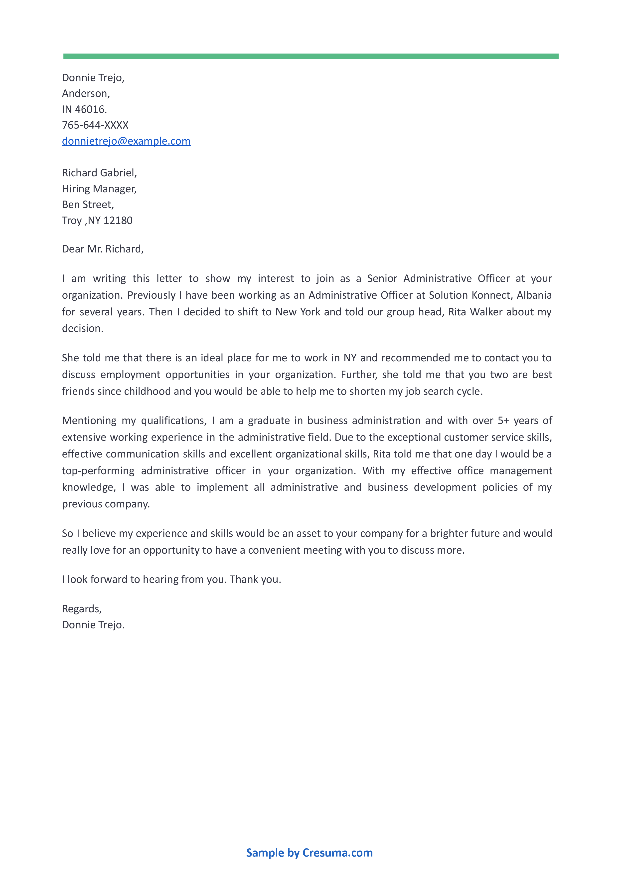 networking cover letter example template 2