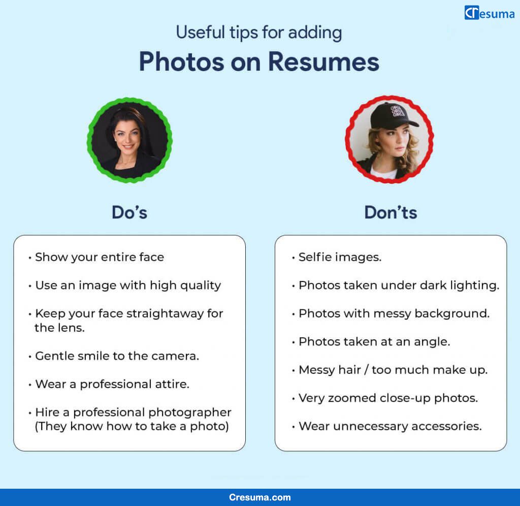 dos and don'ts of photos on resumes -cresuma