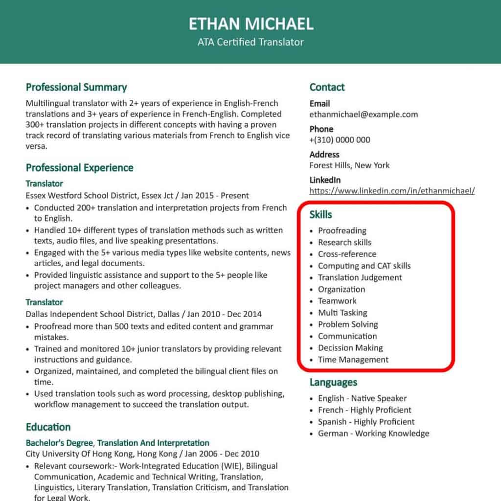 resume skills example image