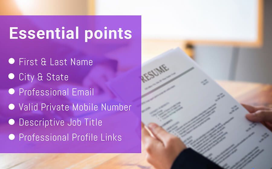  The most essential points for a Event Planner resume header