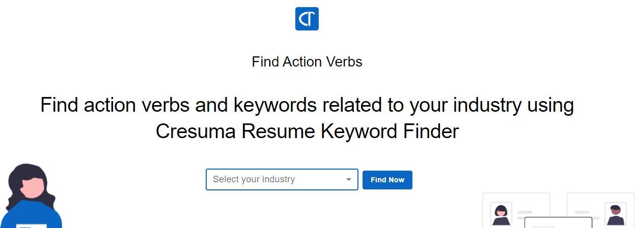 resume action verbs - keyword finder by Cresuma image