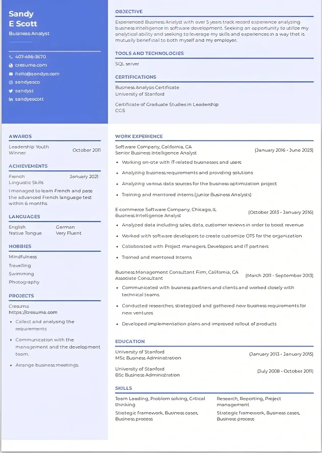 Verified USA resume template