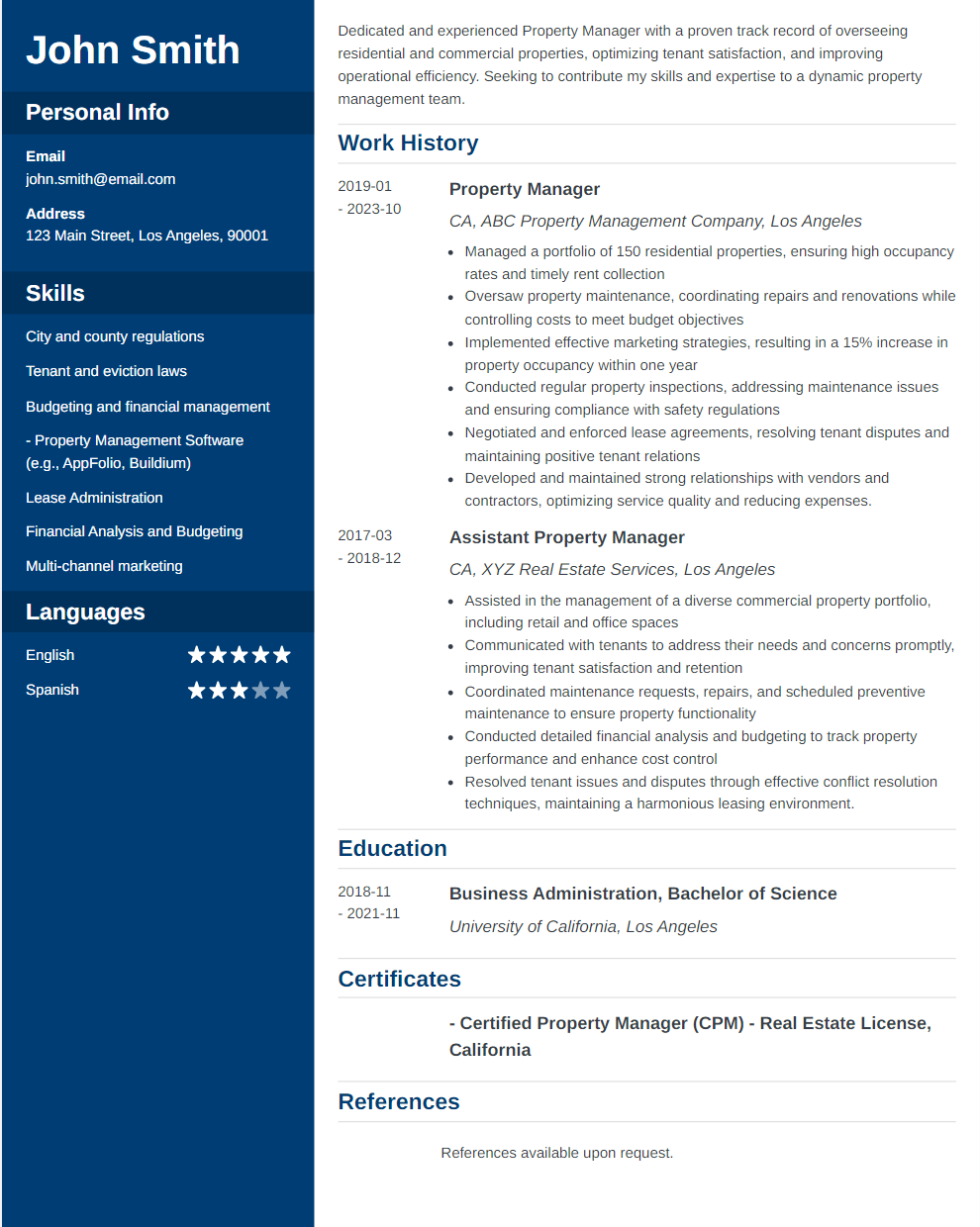 Assistant property manager resume image