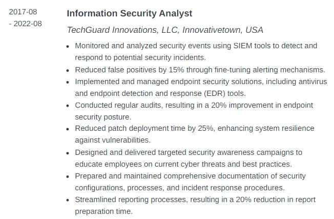 Information Security Analyst Resume Complete Guide