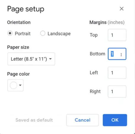 Google Doc Margins Image