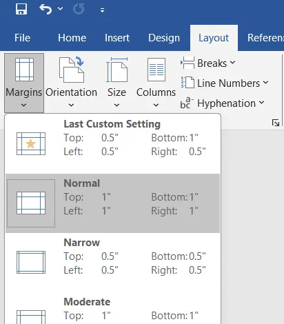 Set Margins on MS Word Image