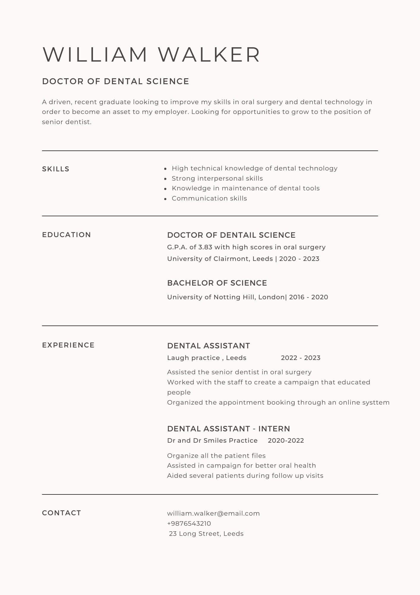 A guide to writing the best resume for a Dentist position