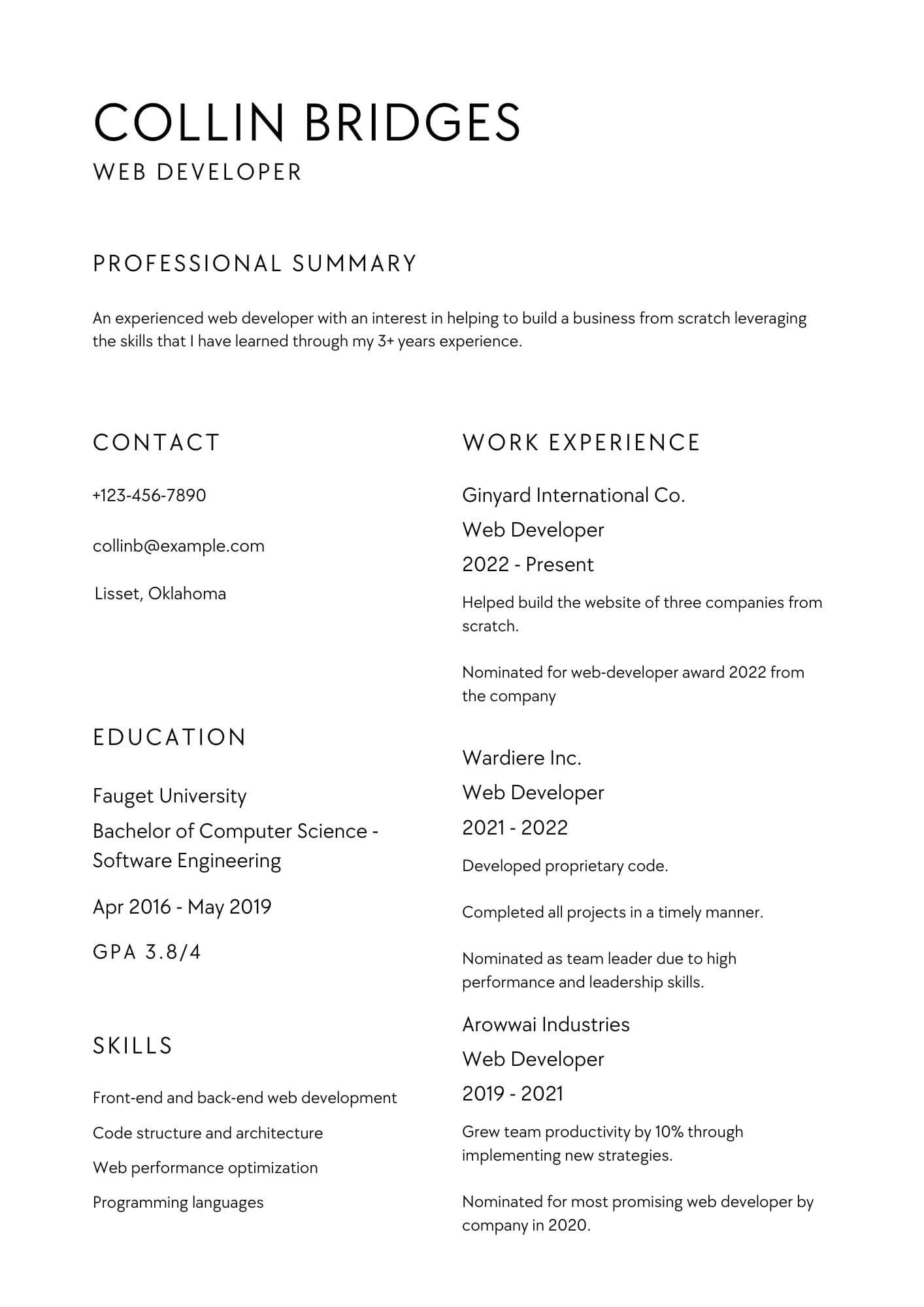 Web Developer: A complete resume guide