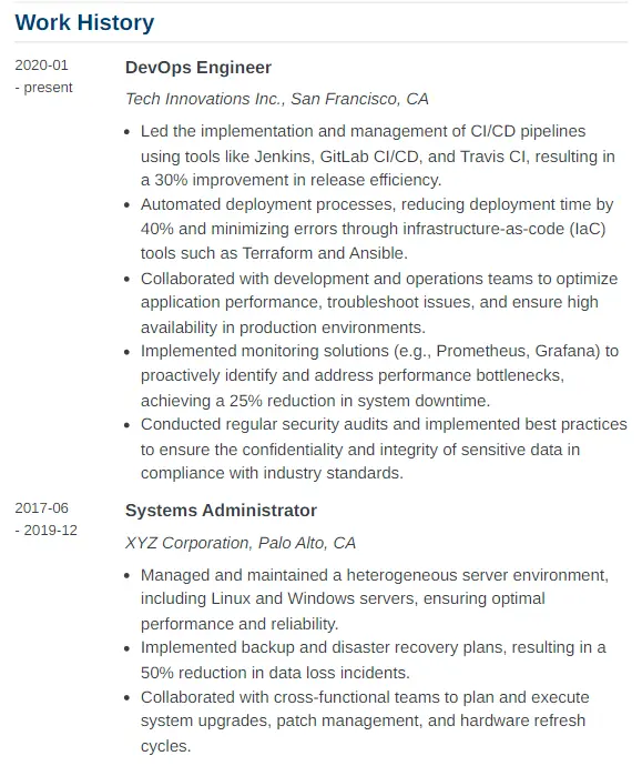DevOps Engineer Resume Complete Guide
