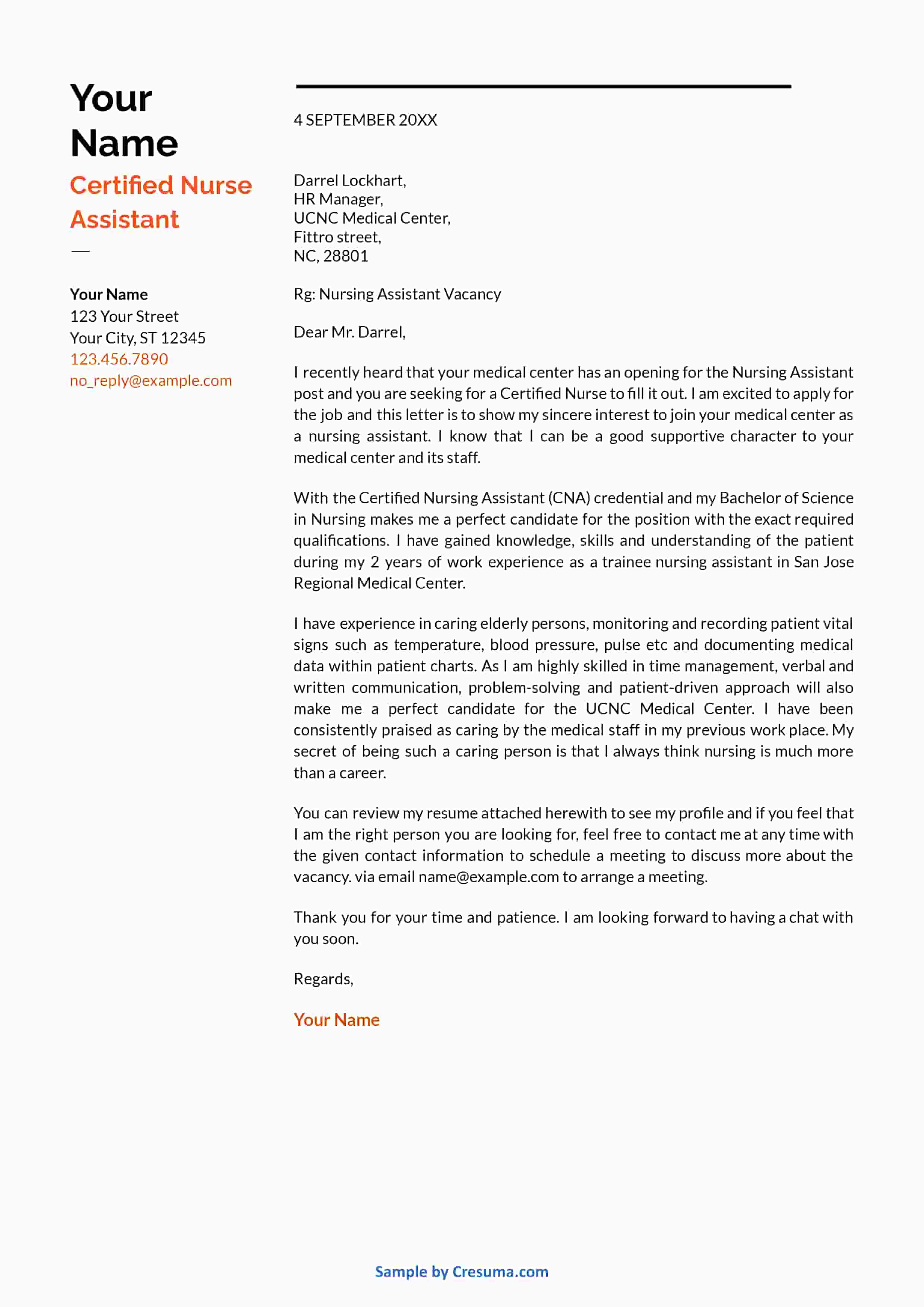 Certified Nursing Assistant Cover Letter Example Cresuma   Certified Nursing Assistant Cover Letter Example Template 1  1  