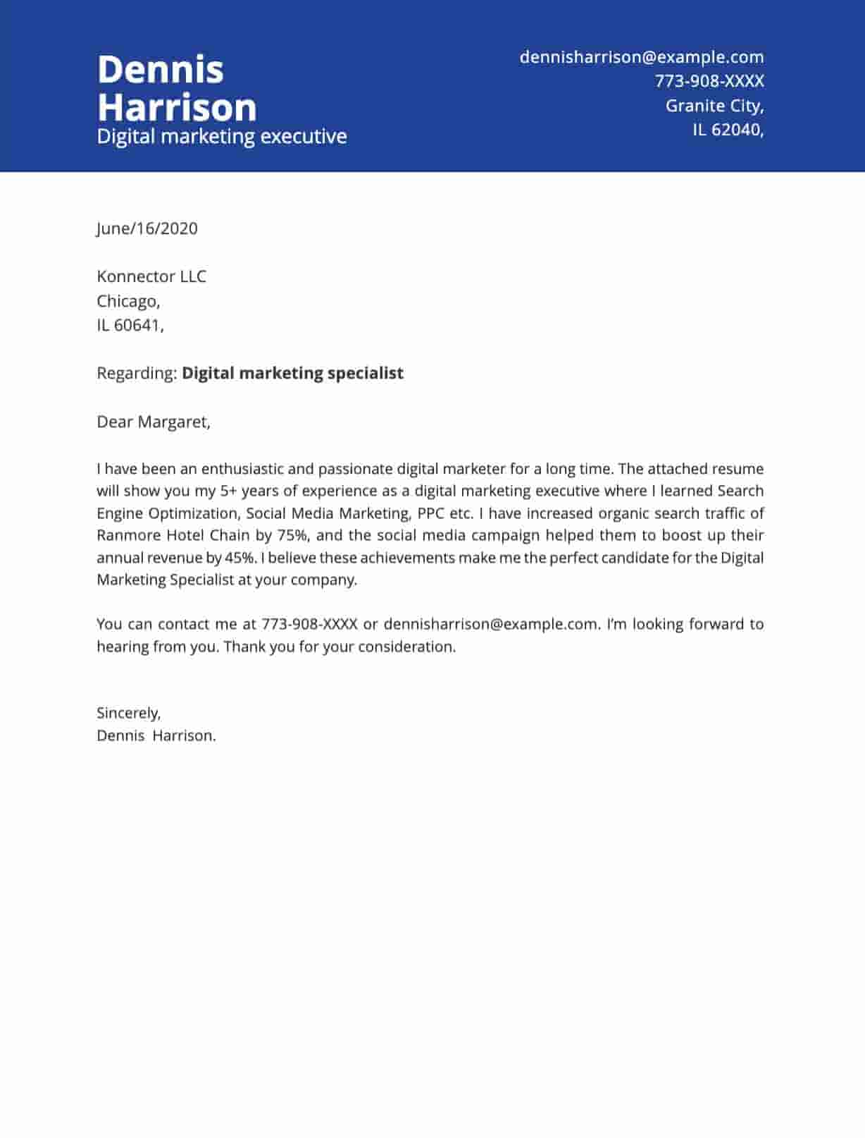 cover application letter sample