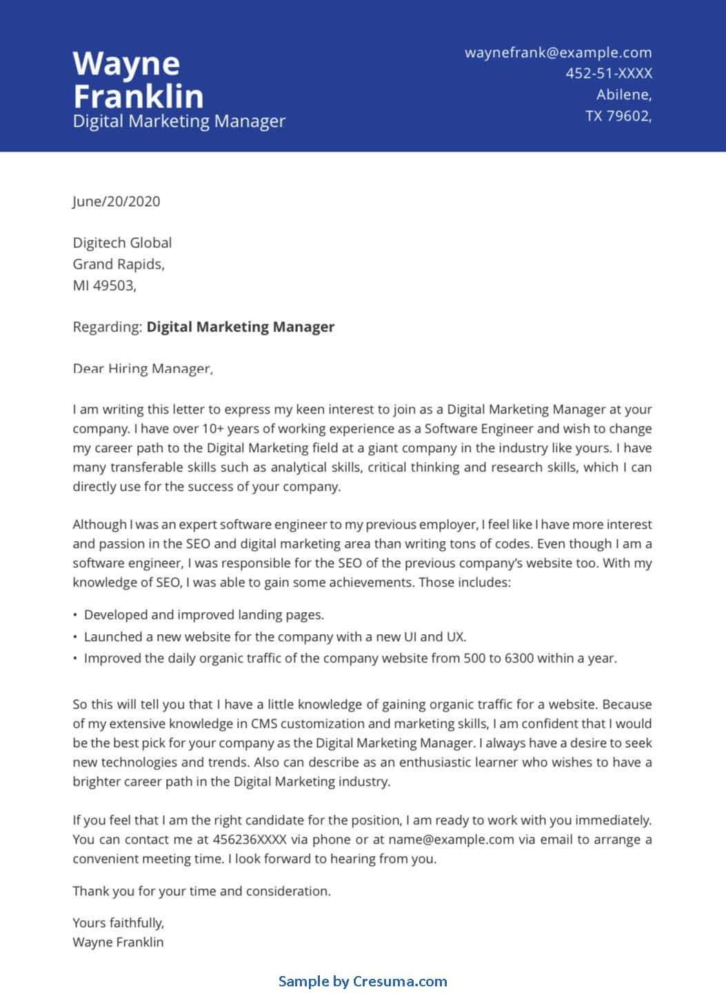 change position work career transition career change cover letter