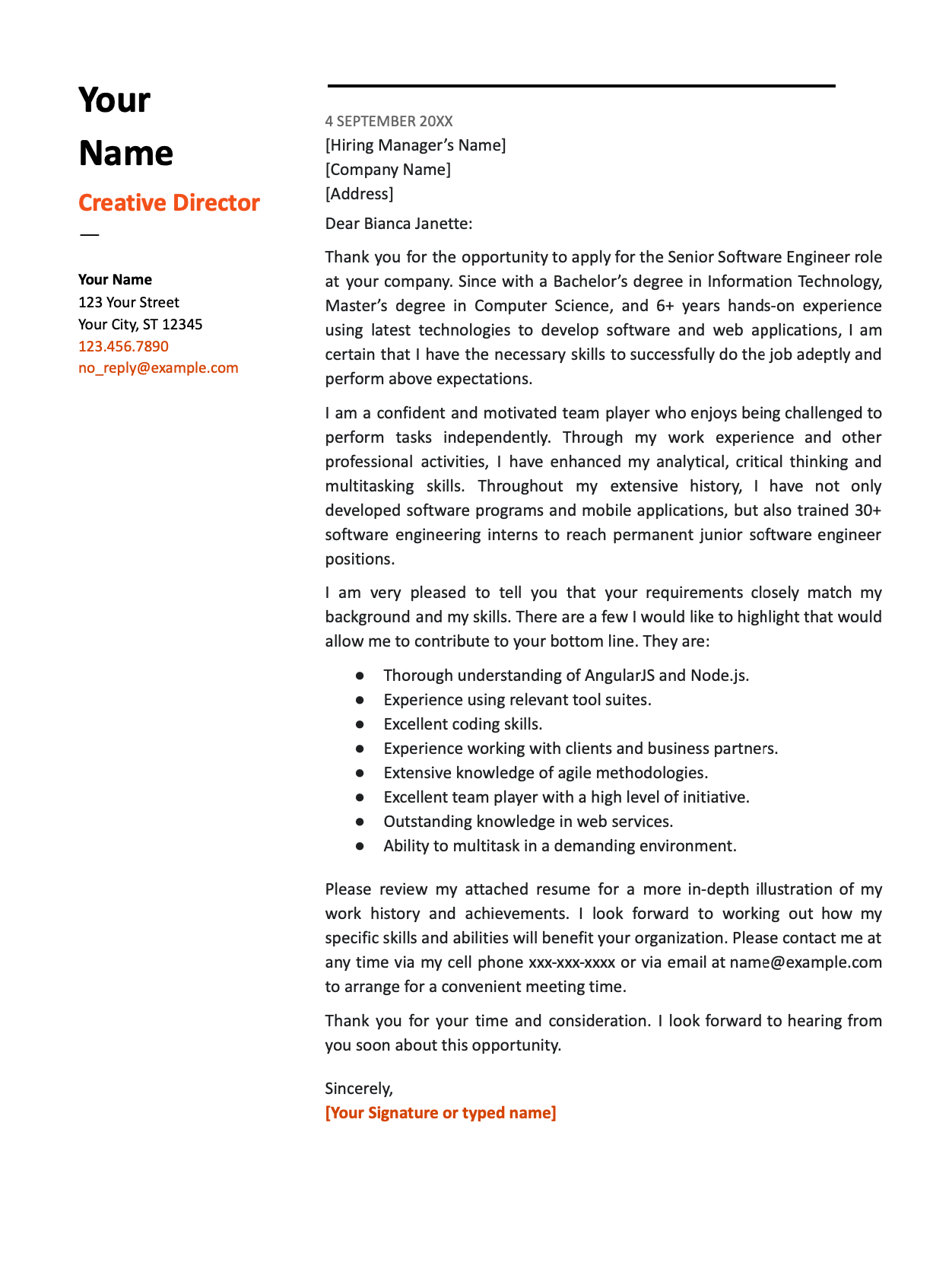 software engineer cover letter sample