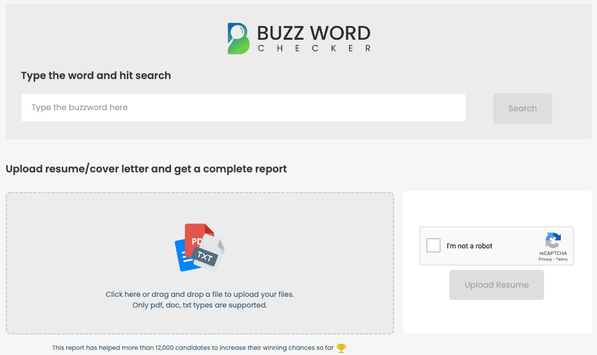 Cresuma Buzzword Checker helps you spot if you have any of buzzwords on your resume.